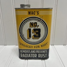 VINTAGE MAC'S NO. 13 REMOVE E EVITA FERRUGEM DO RADIADOR 1 LITRO ~ LATA DE METAL VAZIA* comprar usado  Enviando para Brazil