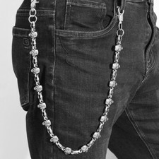 Carteira feminina punk caveira metal corrente elo gótico chaveiro calça jeans corrente motociclista comprar usado  Enviando para Brazil