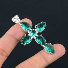 Pingente de design cruzado étnico apatita feito à mão joia roupa de festa 2,6" CP 002 comprar usado  Enviando para Brazil