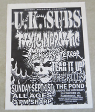 Reino Unido SUBS TOXIC NARCOTIC PUNK CONCERT SHOW FLYER BOSTON THE POND CAMBRIDGE MA comprar usado  Enviando para Brazil