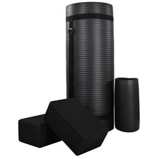 Usado, Tapete de ioga anti-rasgo BalanceFrom 71"x24" com alça, joelheira e blocos, preto (usado) comprar usado  Enviando para Brazil