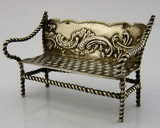 Sofá-cama miniatura prata maciça holandesa vitoriana casa de bonecas c1890 3 polegadas ANTIGO comprar usado  Enviando para Brazil
