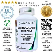 CÁPSULAS DE COLÁGENO MARINHO 150 x 500.000MCG TRIPEPTÍDEO HIDROLISADO TIPO 1 & 2 REINO UNIDO #1, usado comprar usado  Enviando para Brazil