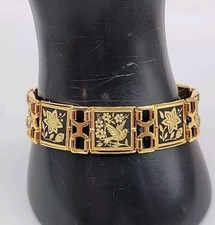 Pulseira Midas Link Toledo Espanha Damasceno Pássaro e Flor 7,5" Tom Dourado Vintage comprar usado  Enviando para Brazil