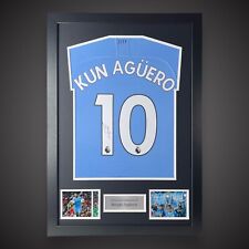 Camisa de futebol Sergio Aguero assinada à mão e emoldurada Manchester City £279 comprar usado  Enviando para Brazil