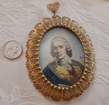 Raro antigo pintado à mão 5" miniatura retrato ASSINADO parede 800 prata/G moldura  comprar usado  Enviando para Brazil