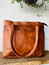 Bolsa tote de compras feminina de couro de cabra genuína confiável 14" feita à mão comprar usado  Enviando para Brazil