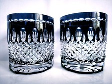 2 peças AJKA CRISTAL CLARENDON PRETO UÍSQUE/COPOS DE ÁGUA cortados à mão 24% cristal de chumbo comprar usado  Enviando para Brazil