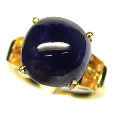 Prata esterlina 925 13 x 14 mm. Anel de safira azul e citrino amarelo tamanho 7,25 comprar usado  Enviando para Brazil