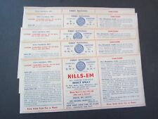 Lote por atacado de 5 etiquetas antigas vintage - KILLS-EM spray de insetos - Lehighton PA. comprar usado  Enviando para Brazil