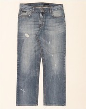 Calça jeans reta masculina desgastada CALVIN KLEIN W34 L29 azul algodão AO11, usado comprar usado  Enviando para Brazil