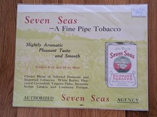 Letrero de exhibición de tienda de papel grande de tabaco para fumar SEVEN SEAS de colección de los años 40, nuevo  segunda mano  Embacar hacia Mexico