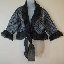 Jaqueta Samuel Dong preta de seda organza acolchoada bolero topper coquetel tamanho XL comprar usado Jaqueta Samuel Dong preta de seda organza acolchoada bolero topper coquetel tamanho XL comprar usado  Enviando para Brazil