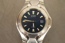 Citizen E110-K16385 WR 100 Eco Drive relógio masculino mostrador azul aço inoxidável AS-IS comprar usado  Enviando para Brazil