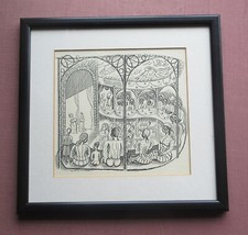 Framed lithograph woodcut for sale  AYLESBURY