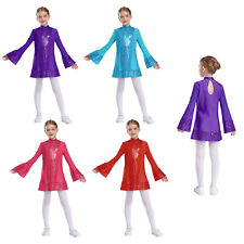 Vestido infantil feminino botões vestidos malha fantasia competição roupa de dança festa transparente comprar usado  Enviando para Brazil