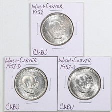 1952-PDS 50C 3-Coin Wash-Carver Commem meio dólar na escolha estado BU #5257 comprar usado  Enviando para Brazil