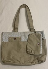 Bolsa tote feminina Tommy Hilfiger pequena bege/azul 12' x 12" x 4"-vintage nova sem etiquetas comprar usado  Enviando para Brazil