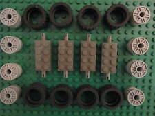 Lego 8 x rodas raiadas cinza claro com pneus pretos + 4 tijolos de eixo 24 x 14mm comprar usado  Enviando para Brazil