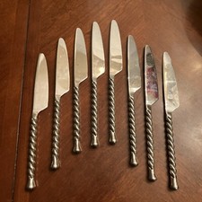 8 facas de mesa de aço inoxidável 9"" configurações gourmet GS carrossel torção prata lágrima trança, usado comprar usado  Enviando para Brazil