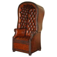 DESLUMBRANTE POLTRONA VINTAGE TINGIDA À MÃO COURO MARROM CHESTERFIELD TUFADA PORTERS comprar usado  Enviando para Brazil