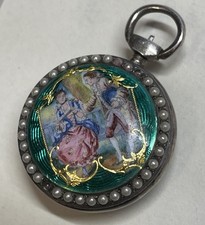 Antigo relógio suíço vitoriano 800 azul guilhochê esmalte feminino pingente fob comprar usado  Enviando para Brazil