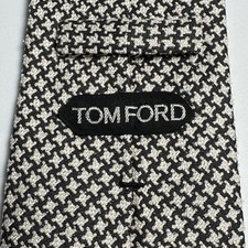 Gravata de Luxo Formal Tom Ford Masculina de Seda Houndstooth Preta Branca Feita na Itália comprar usado  Enviando para Brazil