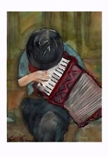 Accordion player print for sale  Ventura