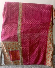 India Vintage Hecho a Mano Algodón Kantha Edredón Manta Edredón Colcha Decoración segunda mano  Embacar hacia Mexico