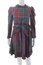 Vestido Yves Saint Laurent feminino manga longa babado xadrez linha A vários tamanhos 14 comprar usado  Enviando para Brazil