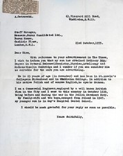 1955 Carta de Inquérito de Emprego ao Bórax Consolidated Ltd. Refugiado Polonês Segunda Guerra Mundial comprar usado  Enviando para Brazil