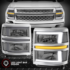 [L-LED DRL+Sequential Signal] For 14-15 Silverado 1500 Headlights Smoked/Clear, usado comprar usado  Enviando para Brazil