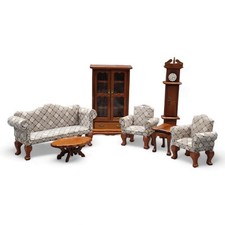 Conjunto de 7 peças de móveis para casa de bonecas de tecido e madeira para sala de estar Three Hands Corp comprar usado  Enviando para Brazil