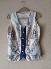 Colete Feminino Vintage Neiman Marcus 8 Seda Mapa Náutico Veleiro Bússola Anos 90 comprar usado  Enviando para Brazil