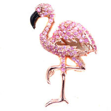 Usado, Broche flamingo de dois tons de safira rosa aquecido com pedra preciosa prata esterlina 925 comprar usado  Enviando para Brazil