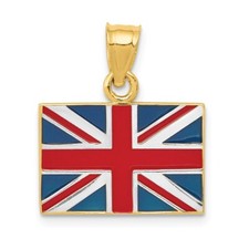 Usado, Pingente feminino de ouro amarelo 14k esmaltado sólido de ródio bandeira do Reino Unido comprar usado  Enviando para Brazil