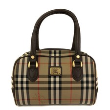 Usado, Bolsa de mão Burberrys cavalo xadrez logotipo lona bege/7BG0590 comprar usado  Enviando para Brazil
