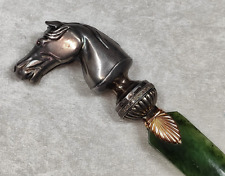 CUCHILLO ANTIGUO ABRECARTAS CABEZA DE CABALLO FIRMADO FABERGE JADE CON PLATA Y ORO segunda mano  Embacar hacia Argentina