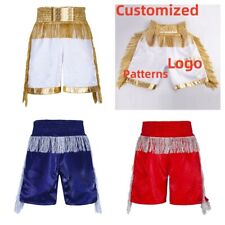 Shorts de boxe prata dourada borlas MMA kick boxe artes marciais equipamento muay thai comprar usado  Enviando para Brazil