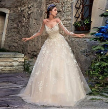 Vestidos de noiva leves champanhe primavera flores vestidos de noiva lindos de renda linha A comprar usado  Enviando para Brazil
