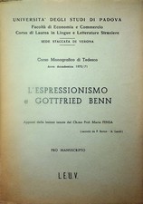 Espressionismo gottfried benn. usato  Italia