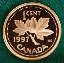 1997 Canadá Penny - design de folha de bordo moeda de 1 centavo cunhagem de bronze com acabamento à prova comprar usado  Enviando para Brazil