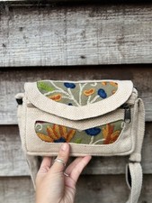 Bolsa tiracolo hippie pequena ajustável casual bordada de algodão, feita à mão comprar usado  Enviando para Brazil