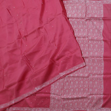 Vintage Rosa Acceso Sari 100% Pura Seta Floreale Stampato Buttas Argento Zari comprar usado  Enviando para Brazil
