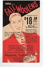 Cartão postal publicitário Fall Woolens de 1935 alfaiataria Maderite, Chicago comprar usado  Enviando para Brazil