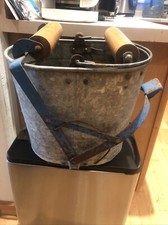 Balde balde esfregão galvanizado branco vintage com pedal torcedor de madeira comprar usado  Enviando para Brazil