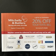 Mitchells butlers vouchers for sale  BIRMINGHAM