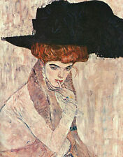 Beautiful huge Oil painting Gustav Klimt - Lady with a Feather Hat hand painted, usado comprar usado  Enviando para Brazil