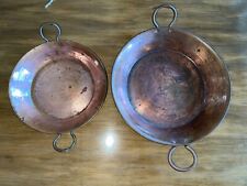 2 ALÇAS DUPLAS VINTAGE DE COBRE MARTELADAS À MÃO BORDA LAMINADA LATERAIS 11 14” comprar usado  Enviando para Brazil