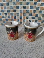 PAR DE CANECA VESTIDO PAI NATAL EM FANTASIA VERMELHA TRADICIONAL 9CM ALTURA 7CM DIAMANTE comprar usado  Enviando para Brazil